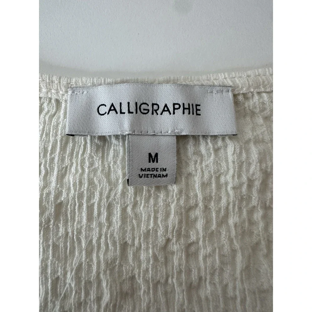 Calligraphie By Anthropologie Top Women's Medium Balloon Sleeve Elastic Waist - Picture 4 of 10